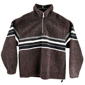 Vintage Free Country Men's‎ Brown Fleece Half Zip Pullover Sweater Size M